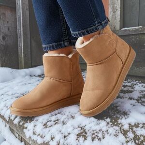 Lands' End Women’s Real Suede Faux-Shearling Ran Boots Sz 8